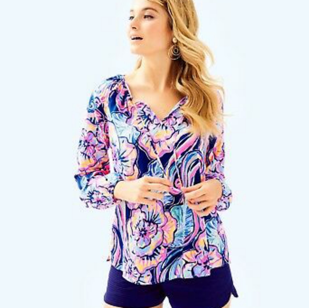Lilly Pulitzer Willa Tunic Top XL Boho Bateau